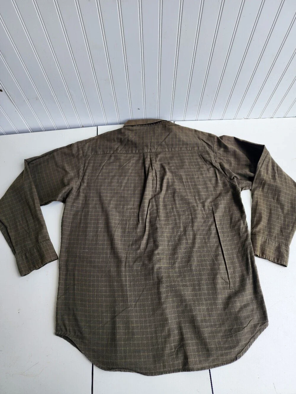 Banana Republic Men's 100% Cotton Soft Flannel Plaid Long Sleeve Shirt Green L